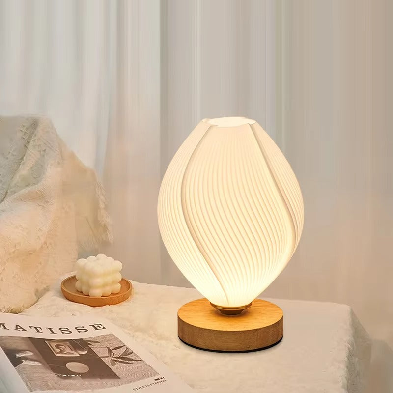 Minimally Designed Wood Table Lamp Bedside Decoration with Romantic Atmosphere Plug-in Dimmable Night Light with Switch Control