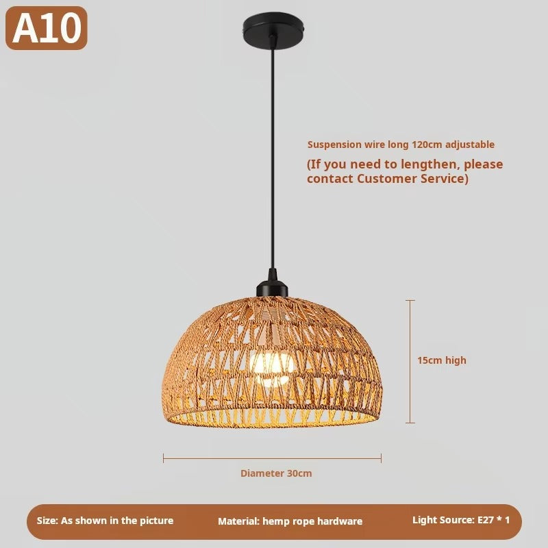 Hemp Rope Chandelier with Creative Design Artisanal Woven Lighting for Tea Rooms, Dining & Living Spaces