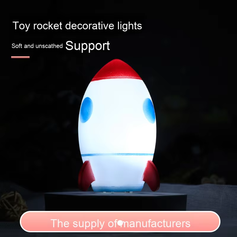 Wholesale Small LED Rocket Night Light | Touch Control Bedside Lamp for Kids | Battery-Powered for Bedroom & Street Stalls