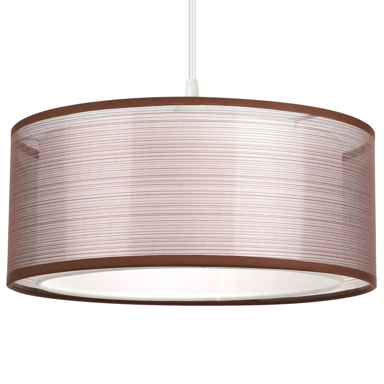 Simple Fabric Lampshade Circular Pendant Light Modern Living Room Fabric Chandelier E26 E27 Hanging Lamp Lighting Fixtures