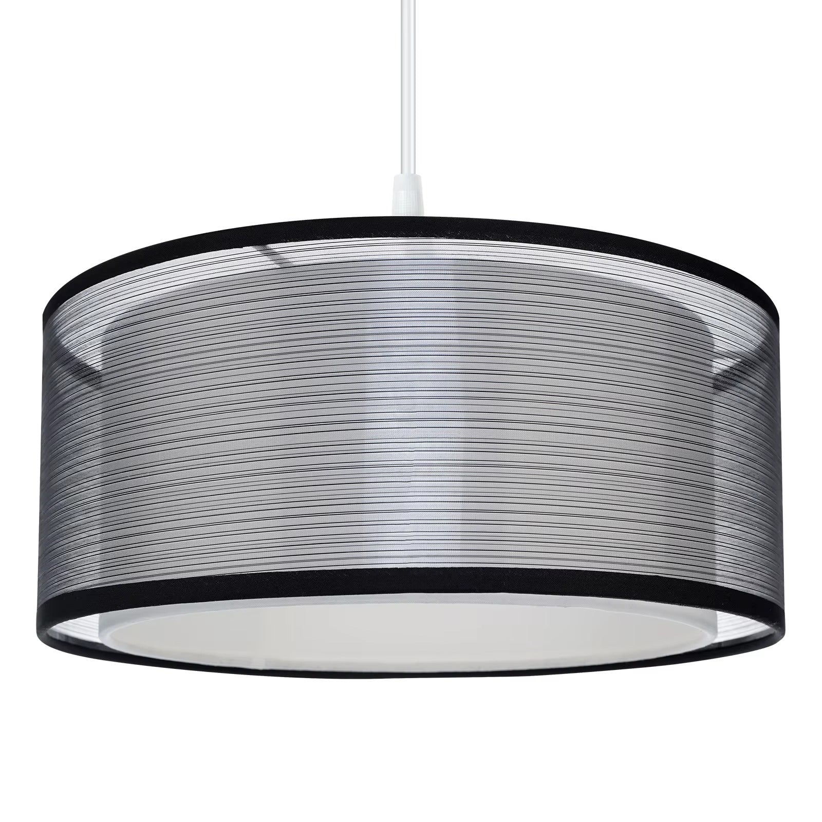 Simple Fabric Lampshade Circular Pendant Light Modern Living Room Fabric Chandelier E26 E27 Hanging Lamp Lighting Fixtures
