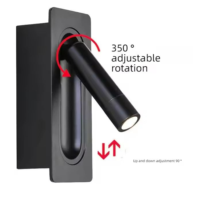 Rotatable Reading Light for Hotel Bedrooms | Embedded Wall Light with LED | Guest Room Bedside Lighting