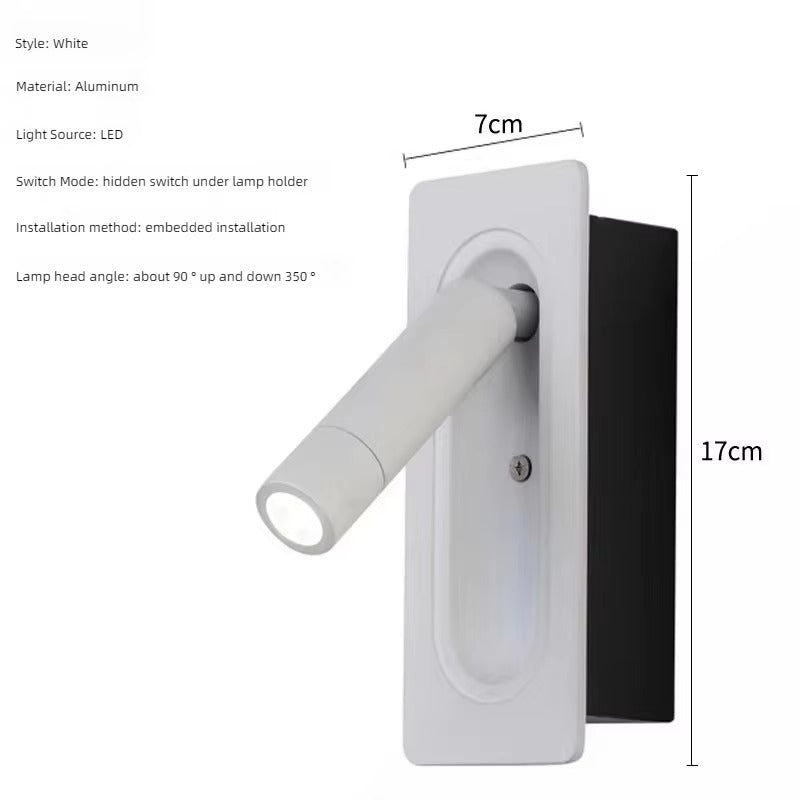Rotatable Reading Light for Hotel Bedrooms | Embedded Wall Light with LED | Guest Room Bedside Lighting