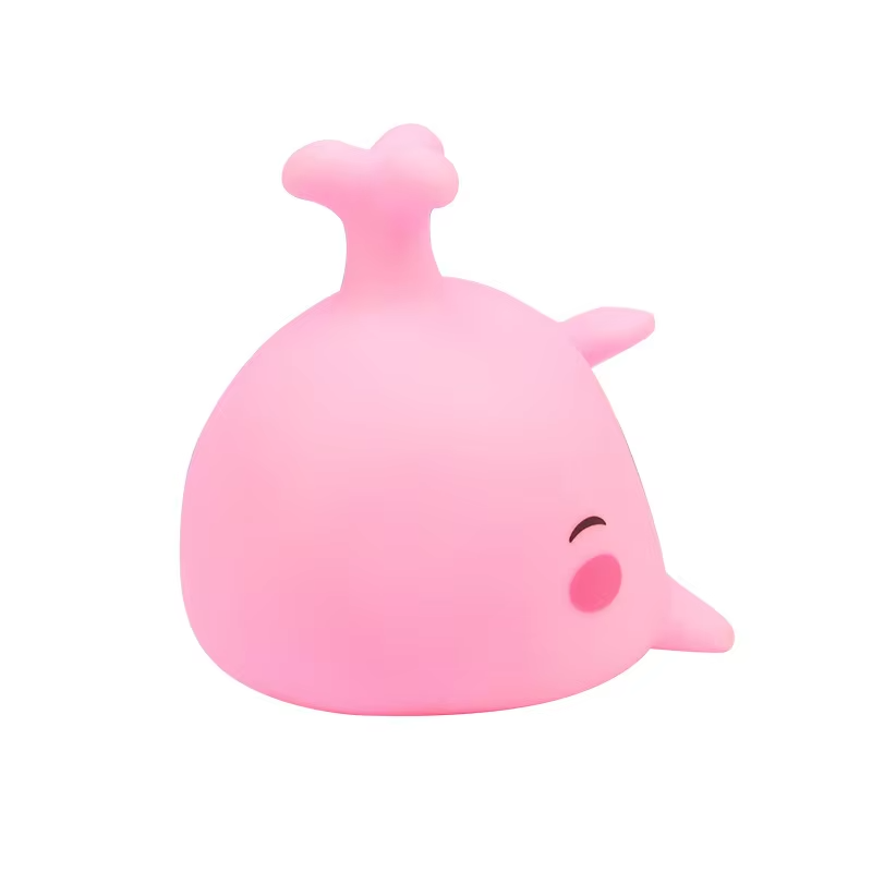 Creative PVC Whale Water-Spraying Bedside Night Light Colorful LED Lamp with Cute Ornament for Bedroom Atmosphere