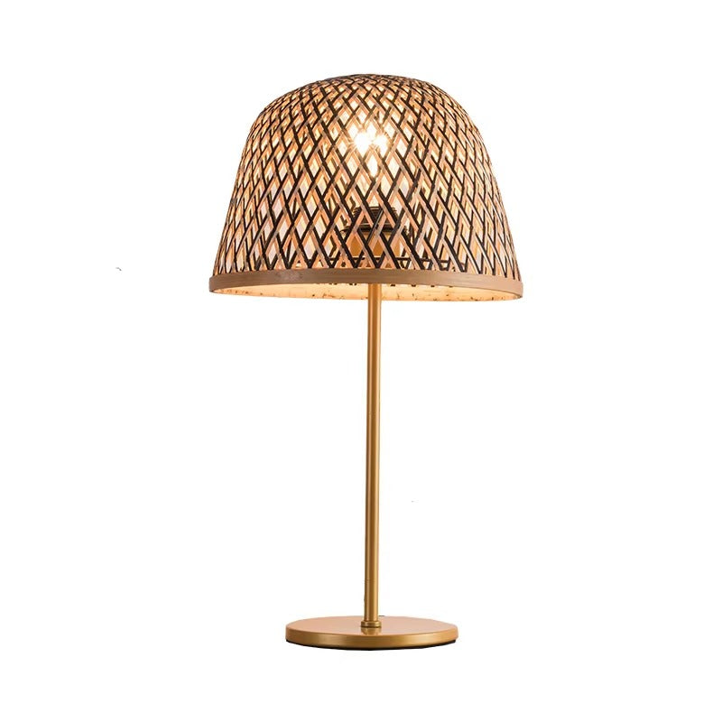 Modern Handmade Wicker Rattan Bamboo Table Lamp Retro Simple Creative Design Lighting for Home Decor Woven Table Lamp with Artisanal Craftsmanship