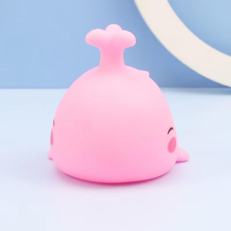 Creative PVC Whale Water-Spraying Bedside Night Light Colorful LED Lamp with Cute Ornament for Bedroom Atmosphere