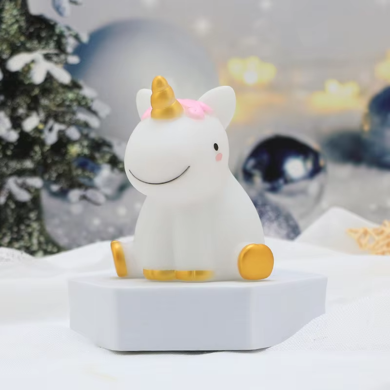LED Chubby Unicorn Night Light for Kids Touch Control Desk Lamp with Comfortable Design Street Vendor Supply for Student Dorm & Bedside