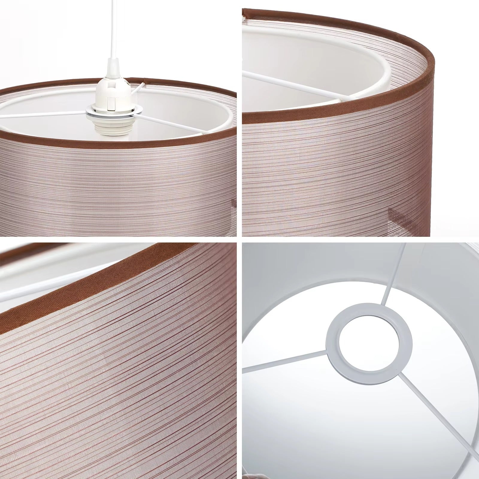 Simple Fabric Lampshade Circular Pendant Light Modern Living Room Fabric Chandelier E26 E27 Hanging Lamp Lighting Fixtures