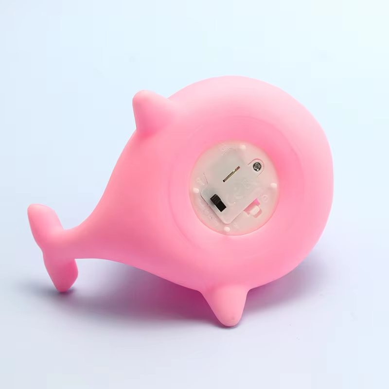 Creative PVC Whale Water-Spraying Bedside Night Light Colorful LED Lamp with Cute Ornament for Bedroom Atmosphere