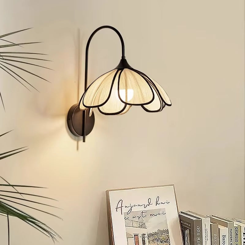 Medieval Art Wall Lamp with Cream Petal Design Nordic Minimalist Bedroom Bedside Wall Decor Light