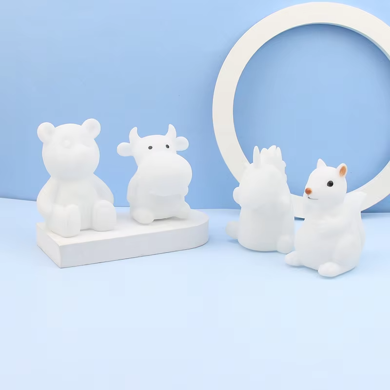 Children's Four-Light LED Table Lamp with Cute White Animal Design Creative Birthday Gift & Desktop Ornament for Bedrooms, Wholesale Available