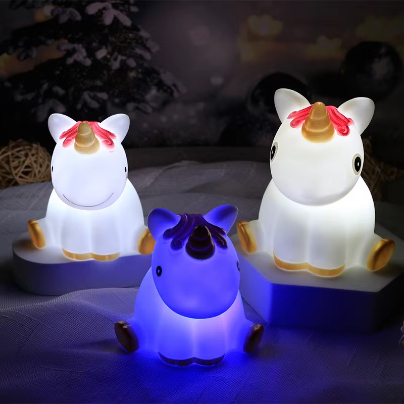 LED Chubby Unicorn Night Light for Kids Touch Control Desk Lamp with Comfortable Design Street Vendor Supply for Student Dorm & Bedside