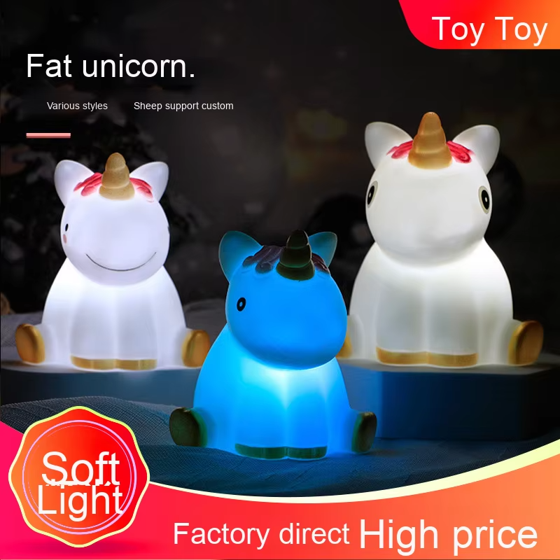 LED Chubby Unicorn Night Light for Kids Touch Control Desk Lamp with Comfortable Design Street Vendor Supply for Student Dorm & Bedside