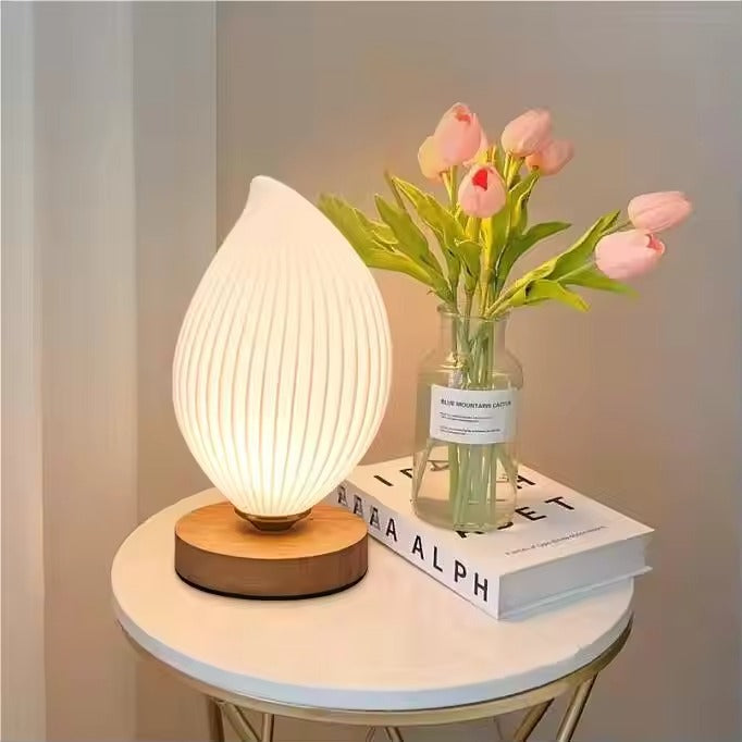 Minimally Designed Wood Table Lamp Bedside Decoration with Romantic Atmosphere Plug-in Dimmable Night Light with Switch Control