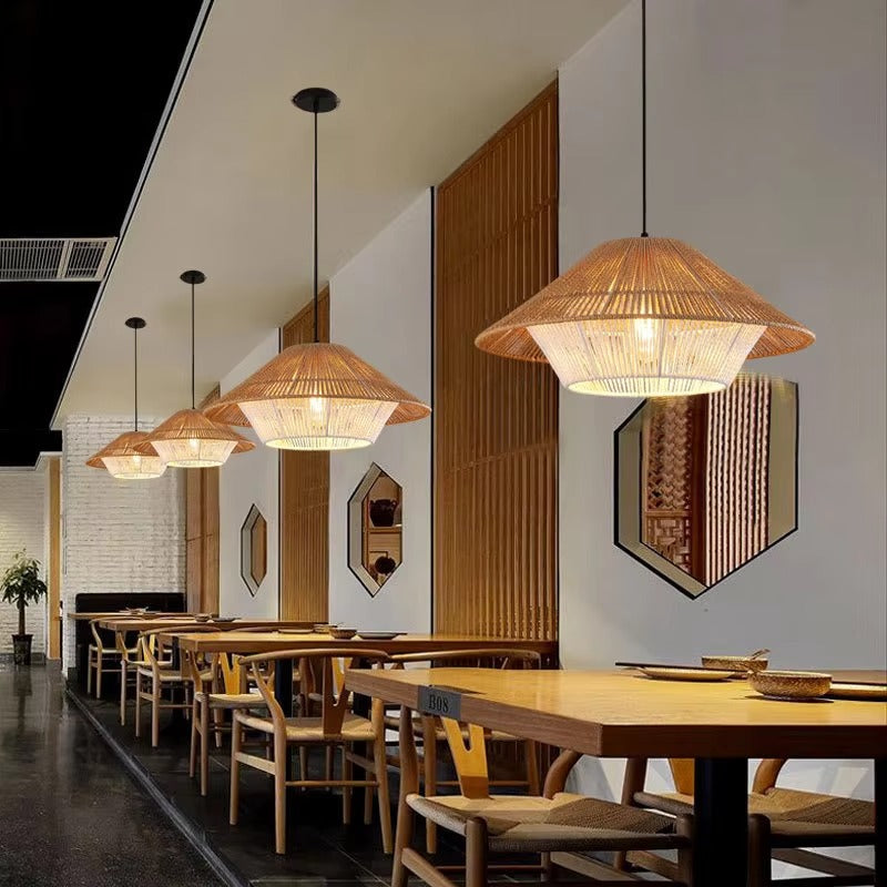 Hemp Rope Chandelier with Creative Design Artisanal Woven Lighting for Tea Rooms, Dining & Living Spaces