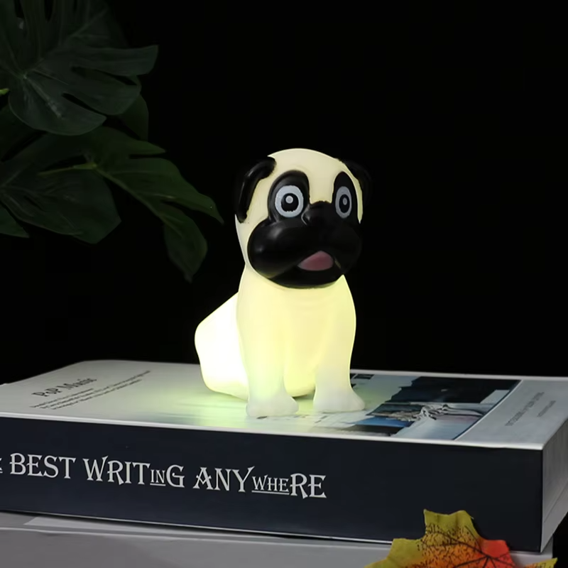 Wholesale LED Colorful Pug Night Light | Touch-Control Silicone Bedside Lamp for Kids | Small Nightlight for Street Stalls