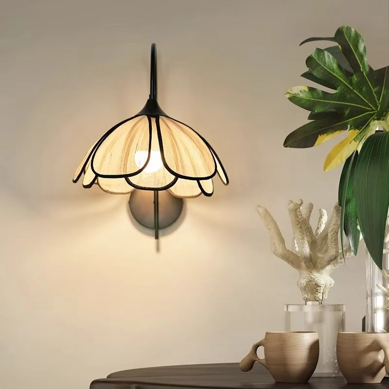 Medieval Art Wall Lamp with Cream Petal Design Nordic Minimalist Bedroom Bedside Wall Decor Light
