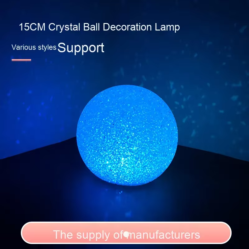 Creative Starry Sky Night Light for Kids' Bedrooms 8cm Crystal Glass Lamp with Wooden Base, LED Decorative Lighting