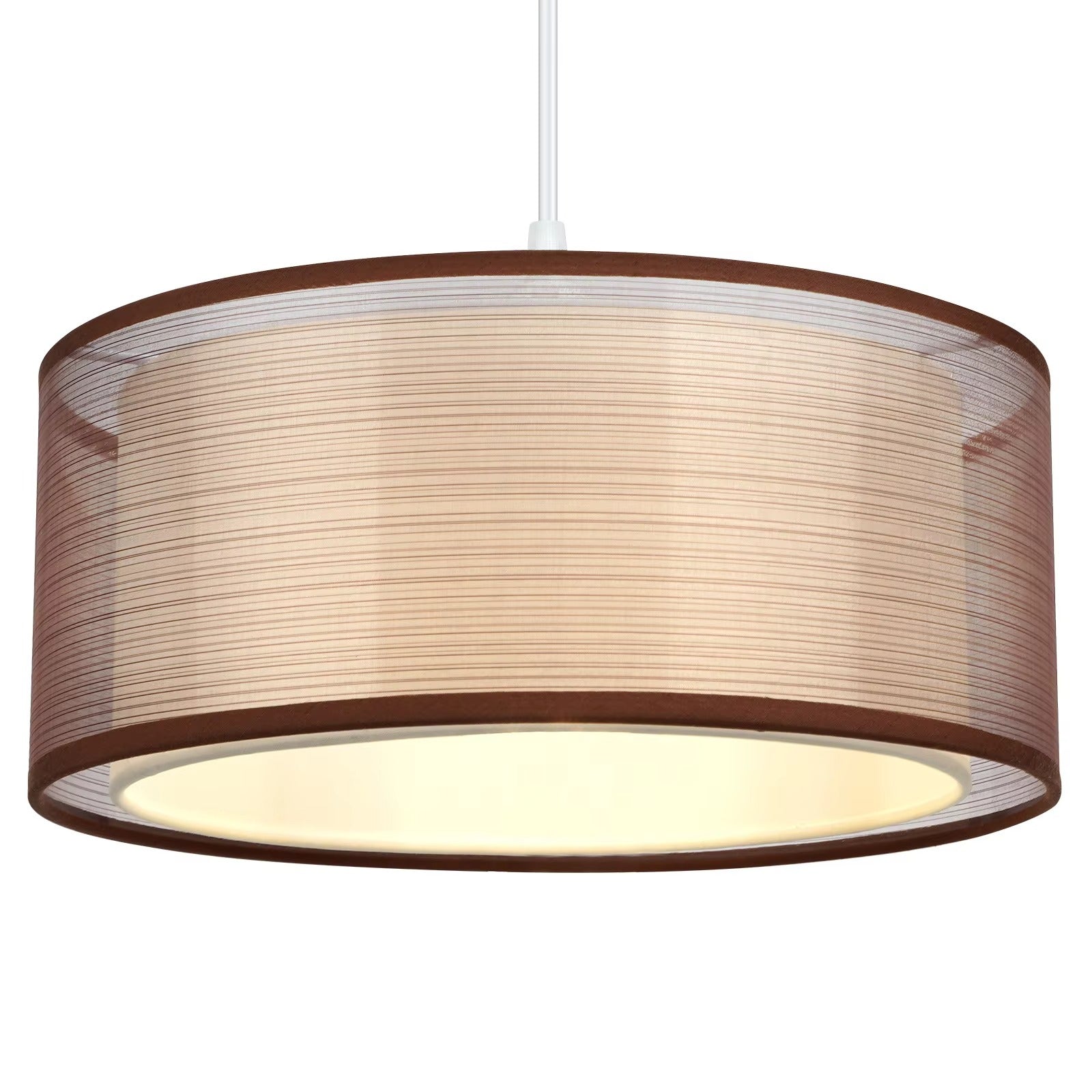 Simple Fabric Lampshade Circular Pendant Light Modern Living Room Fabric Chandelier E26 E27 Hanging Lamp Lighting Fixtures