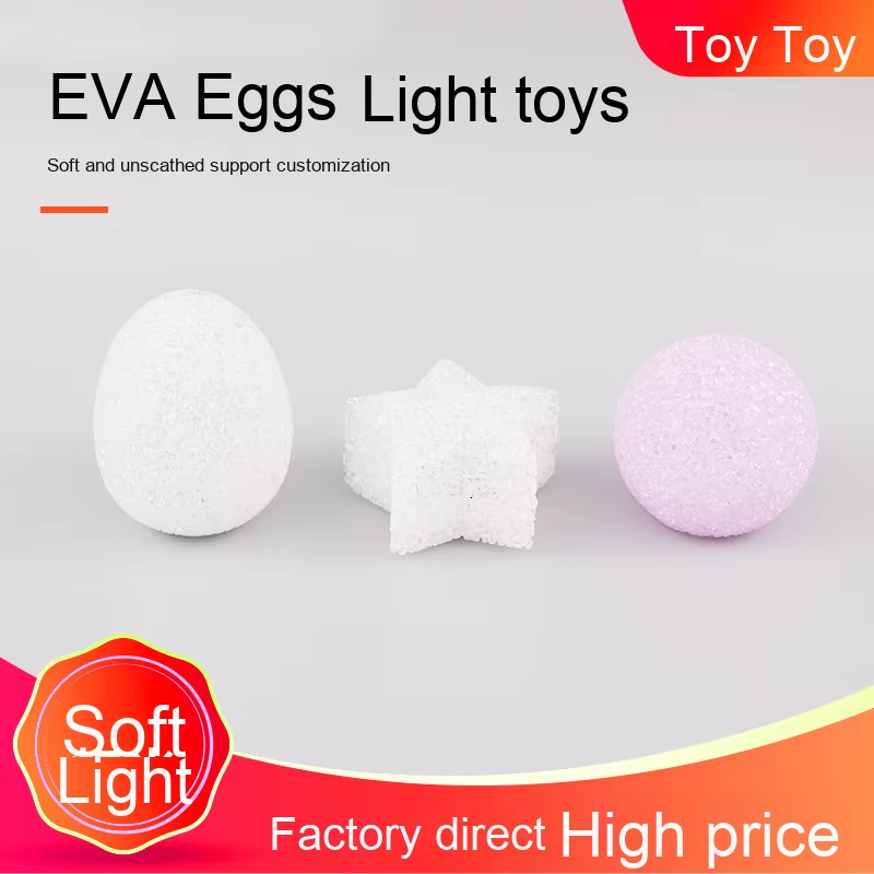 Colorful EVA Egg Luminous Toy & Star Night Light Plastic Christmas Ornament with Flash Function, Creative Small Gift for Kids