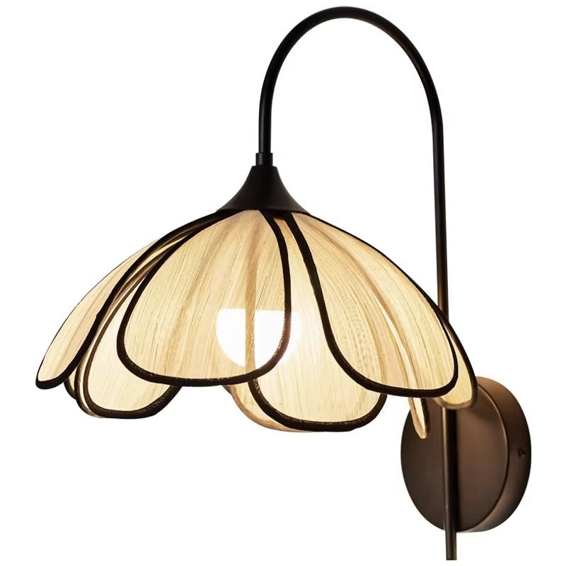 Medieval Art Wall Lamp with Cream Petal Design Nordic Minimalist Bedroom Bedside Wall Decor Light