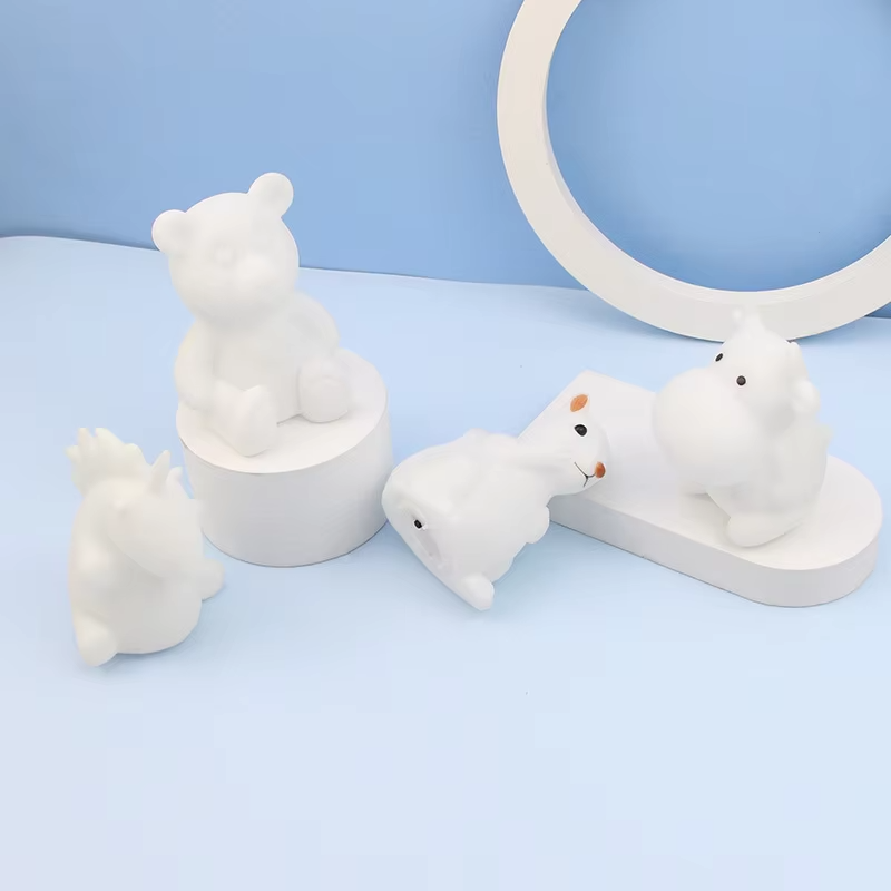 Children's Four-Light LED Table Lamp with Cute White Animal Design Creative Birthday Gift & Desktop Ornament for Bedrooms, Wholesale Available
