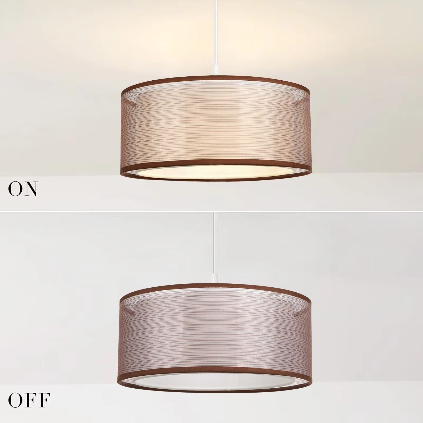 Simple Fabric Lampshade Circular Pendant Light Modern Living Room Fabric Chandelier E26 E27 Hanging Lamp Lighting Fixtures