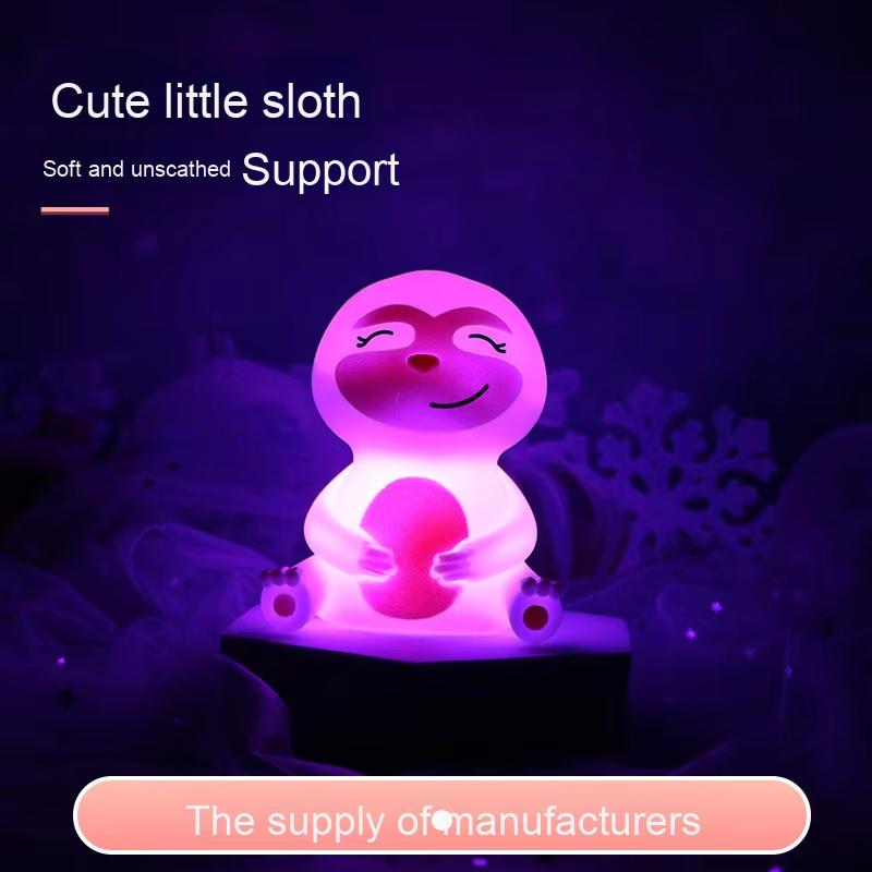 Wholesale Modern LED Night Light | Colorful Sloth Bedside Lamp for Kids | Battery-Powered for Bedroom & Street Stalls